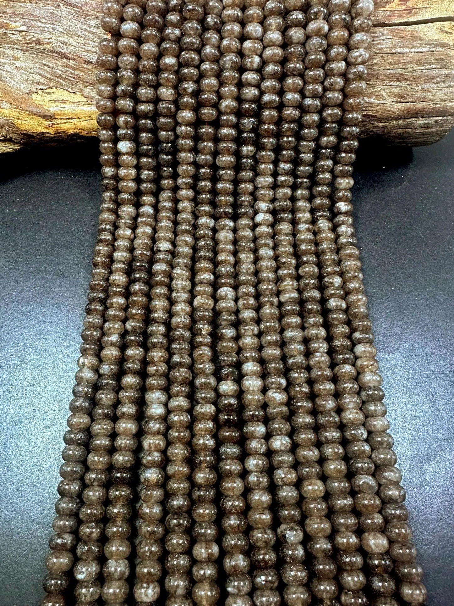 Beautiful Natural Brown Jade Smooth Rondelle Gemstone Bead, 5x8mm Great Quality 15.5"