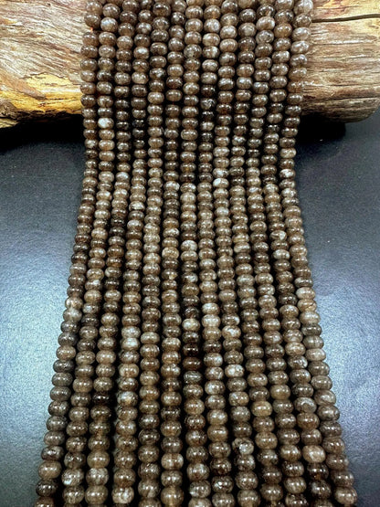 Beautiful Natural Brown Jade Smooth Rondelle Gemstone Bead, 5x8mm Great Quality 15.5"