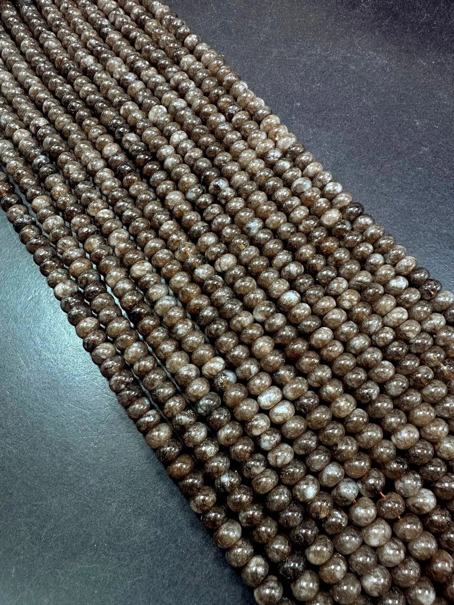 Beautiful Natural Brown Jade Smooth Rondelle Gemstone Bead, 5x8mm Great Quality 15.5"
