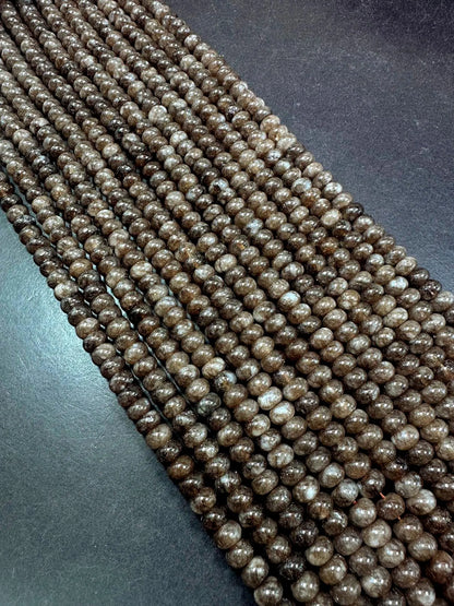 Beautiful Natural Brown Jade Smooth Rondelle Gemstone Bead, 5x8mm Great Quality 15.5"