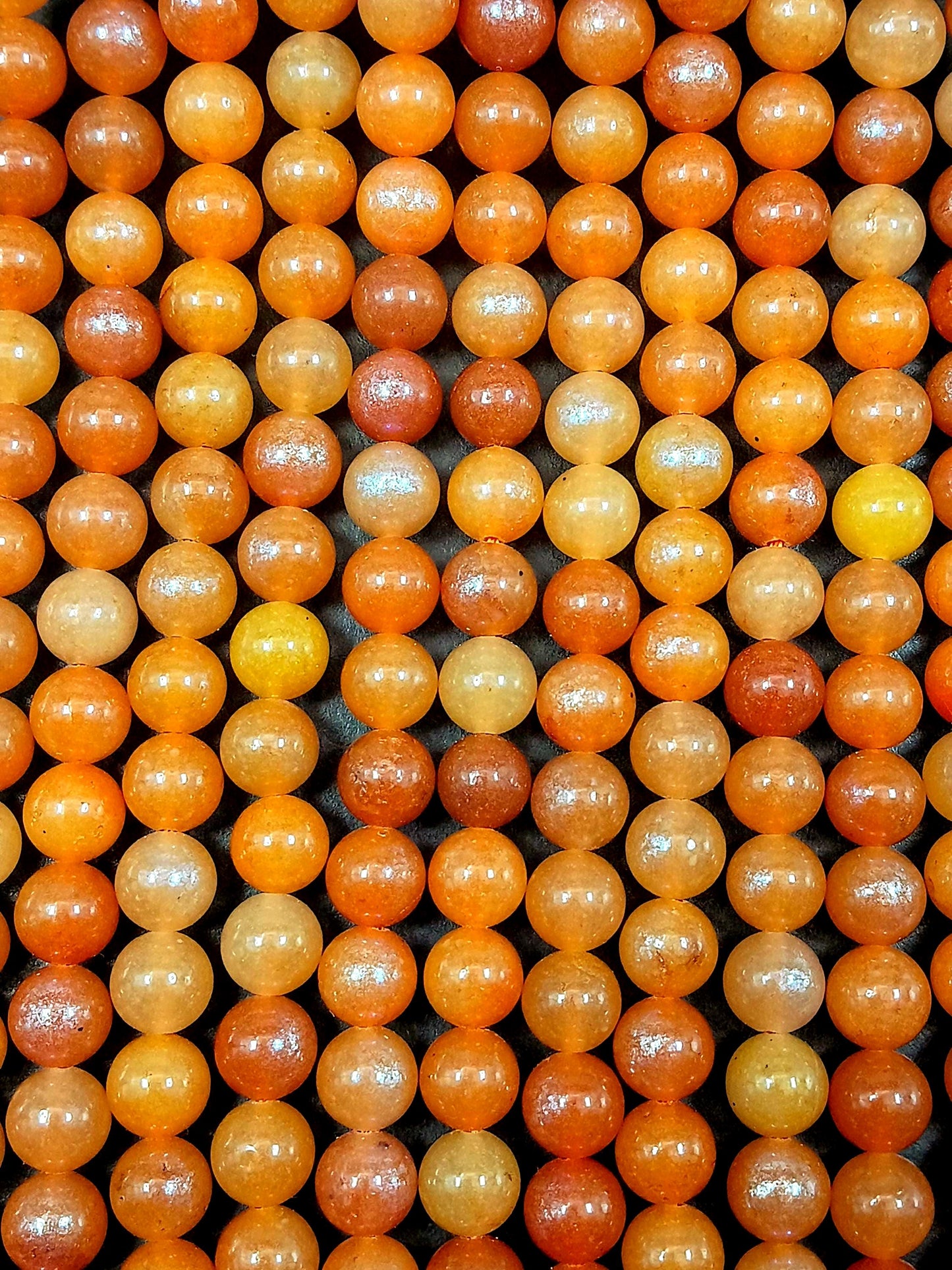 Orange Mystic Moonstone Smooth Round Gemstone Beads, Full Strand 15.5
