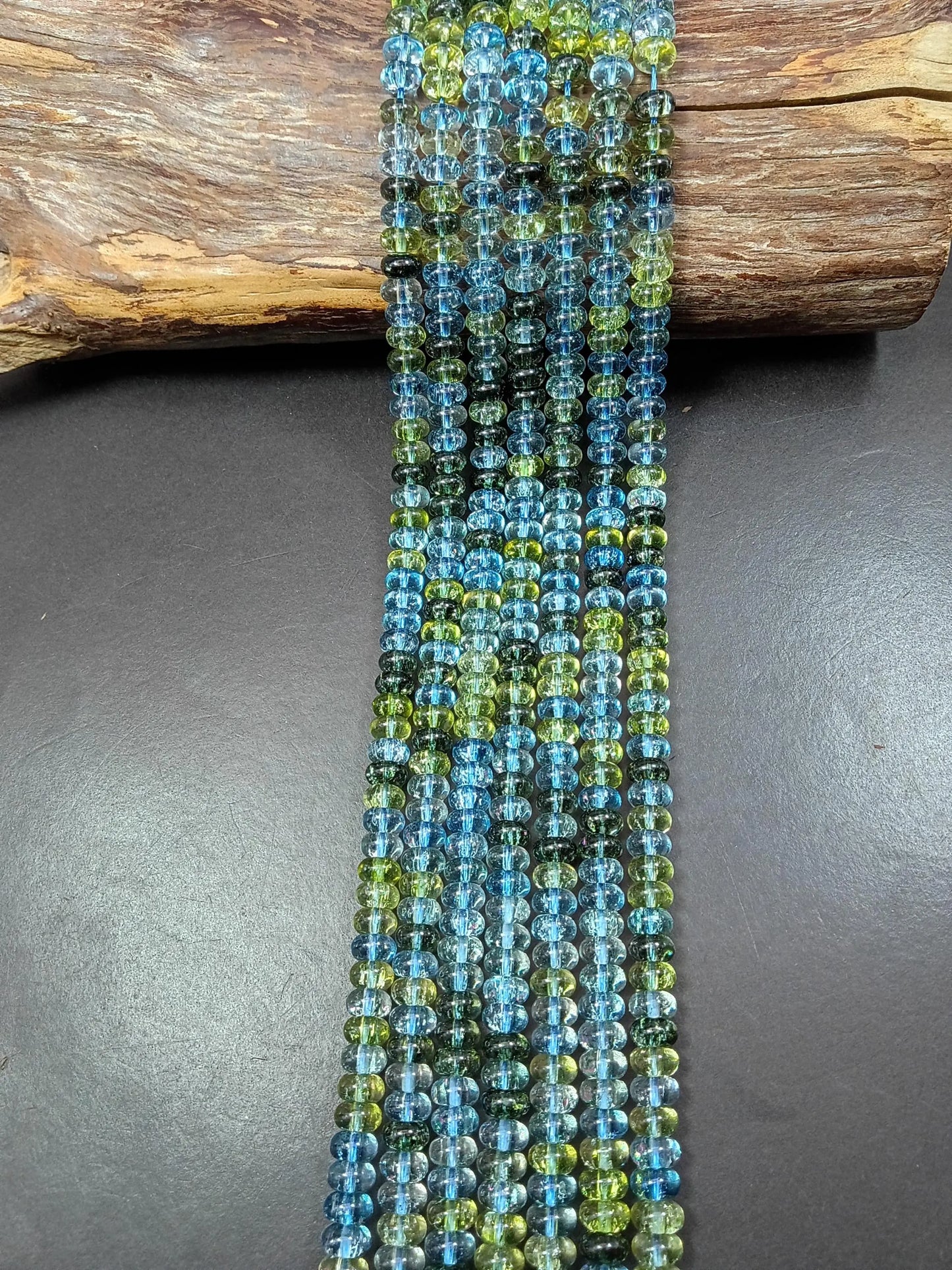 Beautiful Multi Color Crystal Bead, rondelle smooth Great Quality Glass!!! Full Strand 15.5"