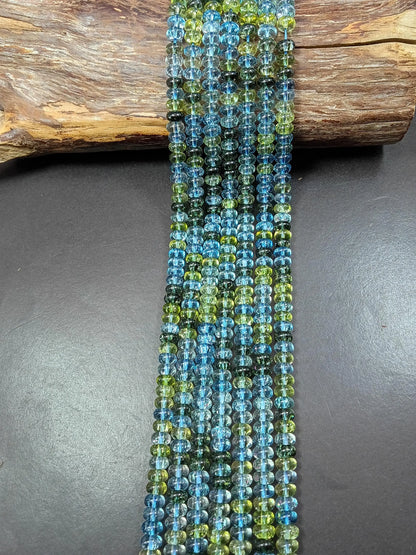 Beautiful Multi Color Crystal Bead, rondelle smooth Great Quality Glass!!! Full Strand 15.5"