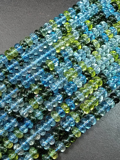 Beautiful Multi Color Crystal Bead, rondelle smooth Great Quality Glass!!! Full Strand 15.5"