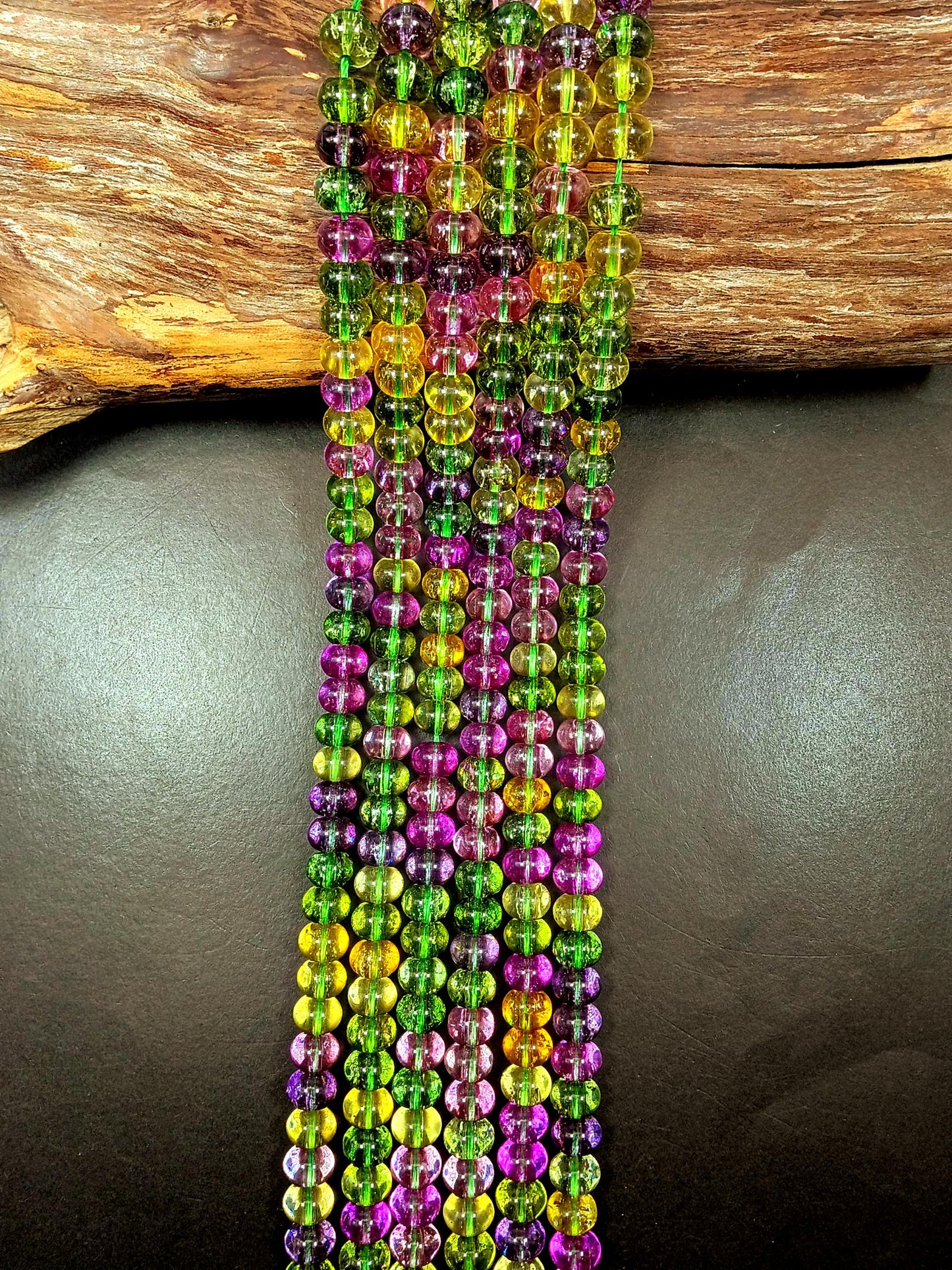 Gorgeous Multicolor Smooth Crystal Rondelle Glass Beads, Full 15.5-inch Strand.
