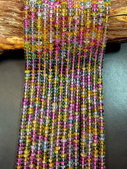Beautiful Multi-Color Crystal Bead. Smooth Rondelle Shape, Gorgeous Multi- Color, Full Strand 15.5