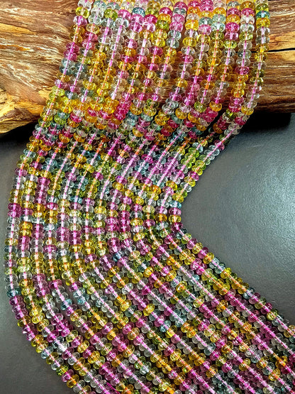 Beautiful Multi-Color Crystal Bead. Smooth Rondelle Shape, Gorgeous Multi- Color, Full Strand 15.5