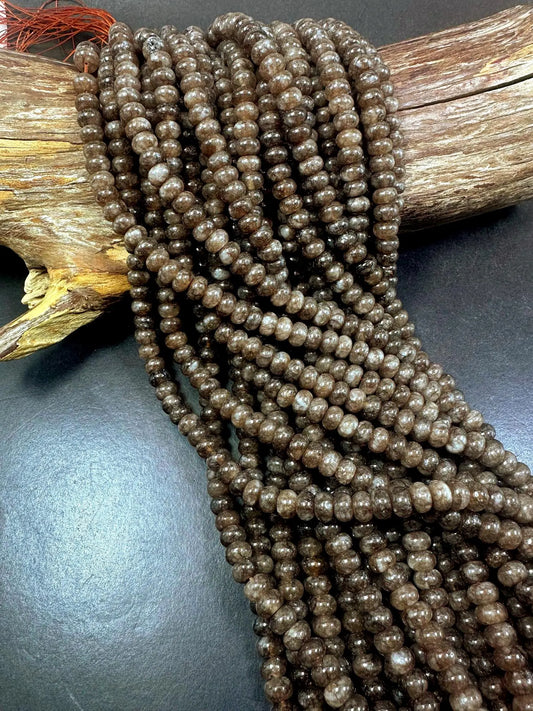 Beautiful Natural Brown Jade Smooth Rondelle Gemstone Bead, 5x8mm Great Quality 15.5"