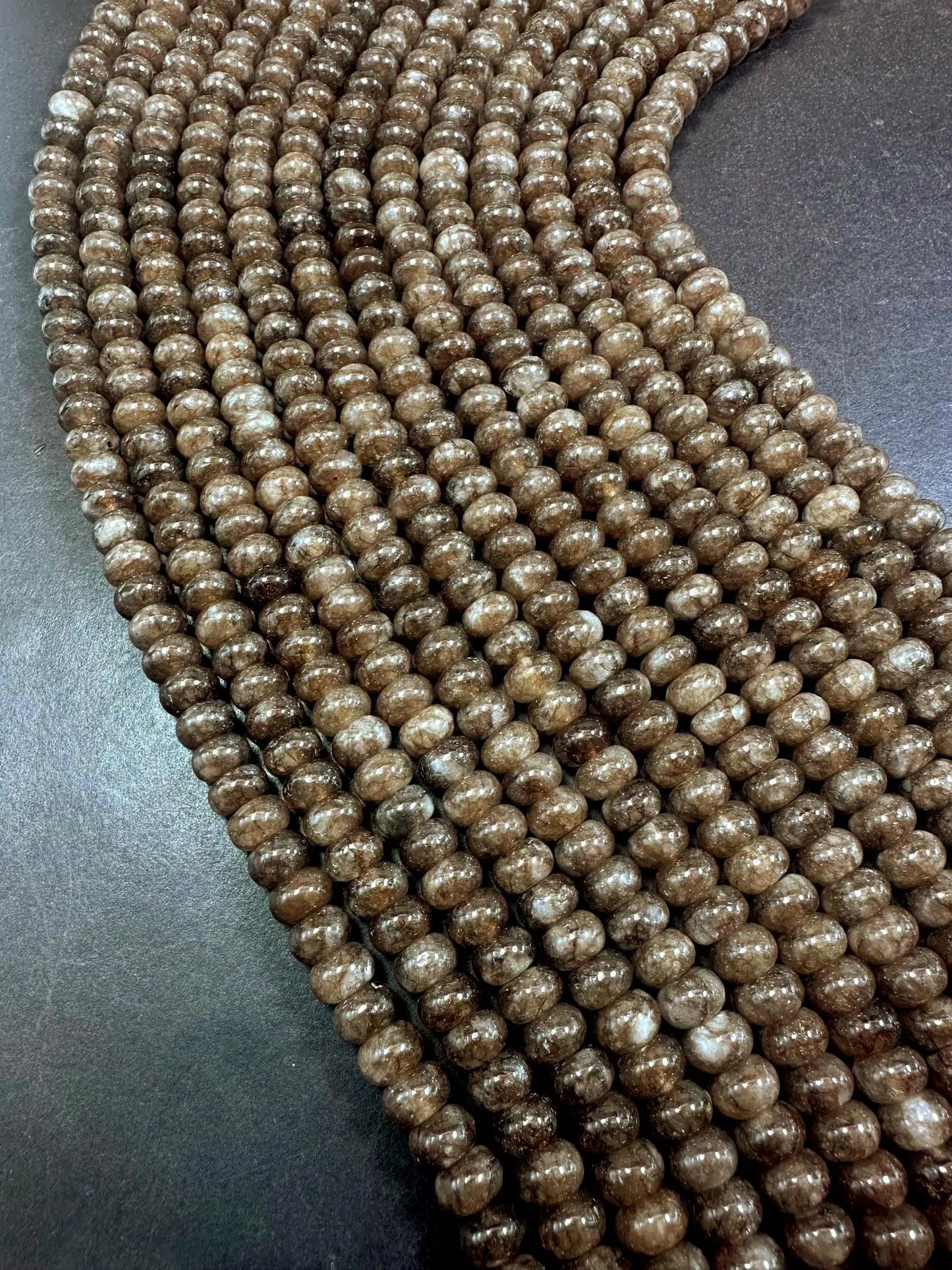 Beautiful Natural Brown Jade Smooth Rondelle Gemstone Bead, 5x8mm Great Quality 15.5"