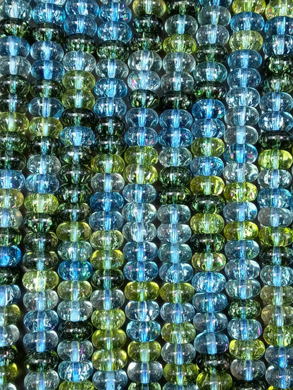 Beautiful Multi Color Crystal Bead, rondelle smooth Great Quality Glass!!! Full Strand 15.5"