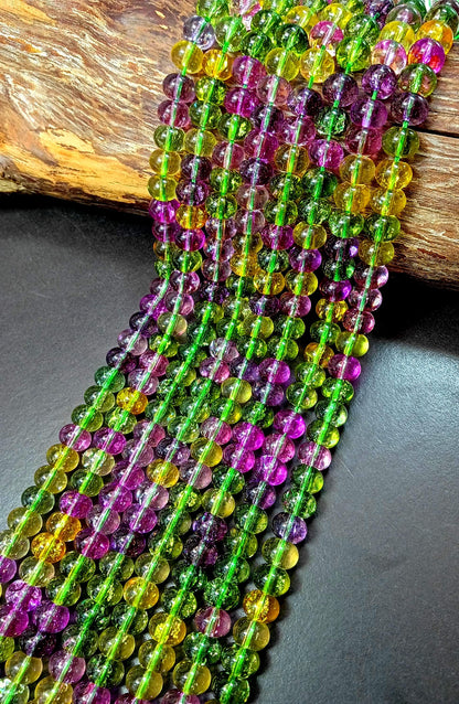 Gorgeous Multicolor Smooth Crystal Rondelle Glass Beads, Full 15.5-inch Strand.