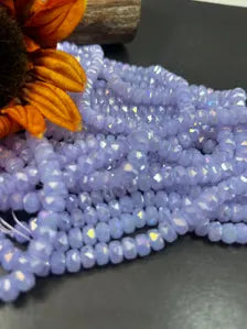 Pastel Lavender Chinese crystal glass bead faceted 5x8mm round bead. Great quality glass