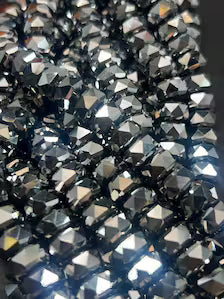 Metallic Silver great quality. Beautiful Chinese crystal faceted Rondelle shape. 10x6mm Full strand.