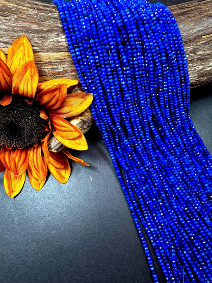100% AAA Natural lapis lazuli 2x4mm gemstone. Faceted rondelle bead. Natural blue color. not treated . excellent quality .full strand 15.5