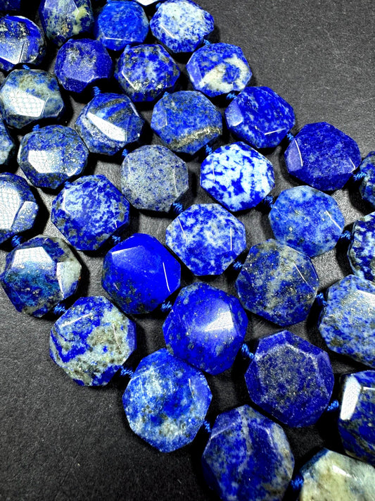 100% Natural lapis lazuli gemstone bead. Faceted square shape. Gorgeous natural  blue color, Not treated .Full strand 15.5''