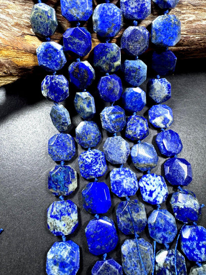 100% Natural lapis lazuli gemstone bead. Faceted square shape. Gorgeous natural  blue color, Not treated .Full strand 15.5''