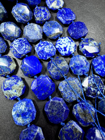 100% Natural lapis lazuli gemstone bead. Faceted square shape. Gorgeous natural  blue color, Not treated .Full strand 15.5''