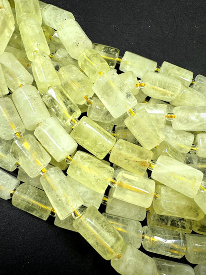 AAA Natural lemon quartz gemstone bead. 8x12mm tube shape .beautiful Natural color. Excellent quality . full strand 15.5