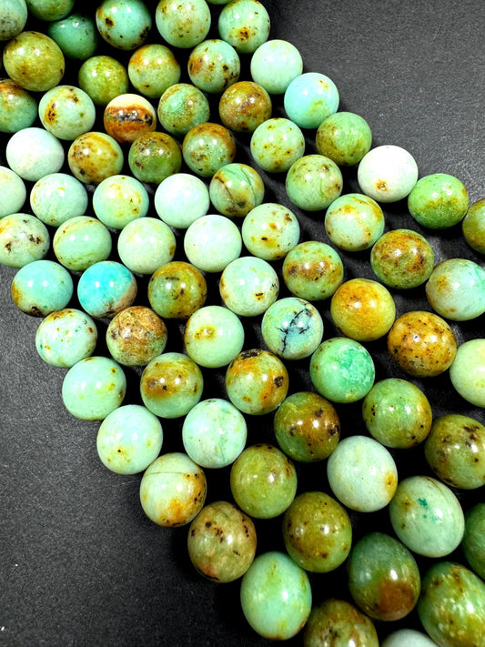Natural Mongolia turquoise gemstone bead. 6mm 8mm 10mm smooth round bead. Excellent quality. full strand 15.5”