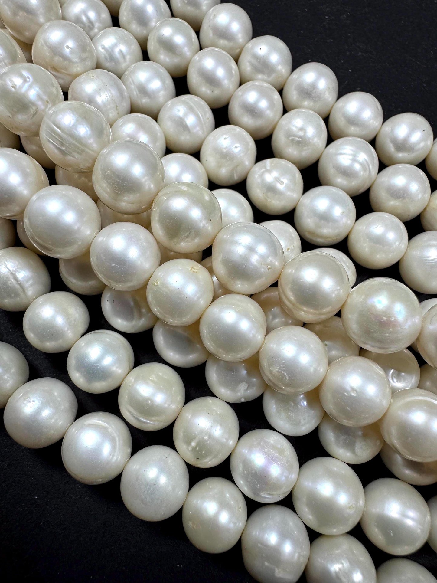 100% Natural fresh water pearls beads. natural white color round beads . excellent quality . full strand.