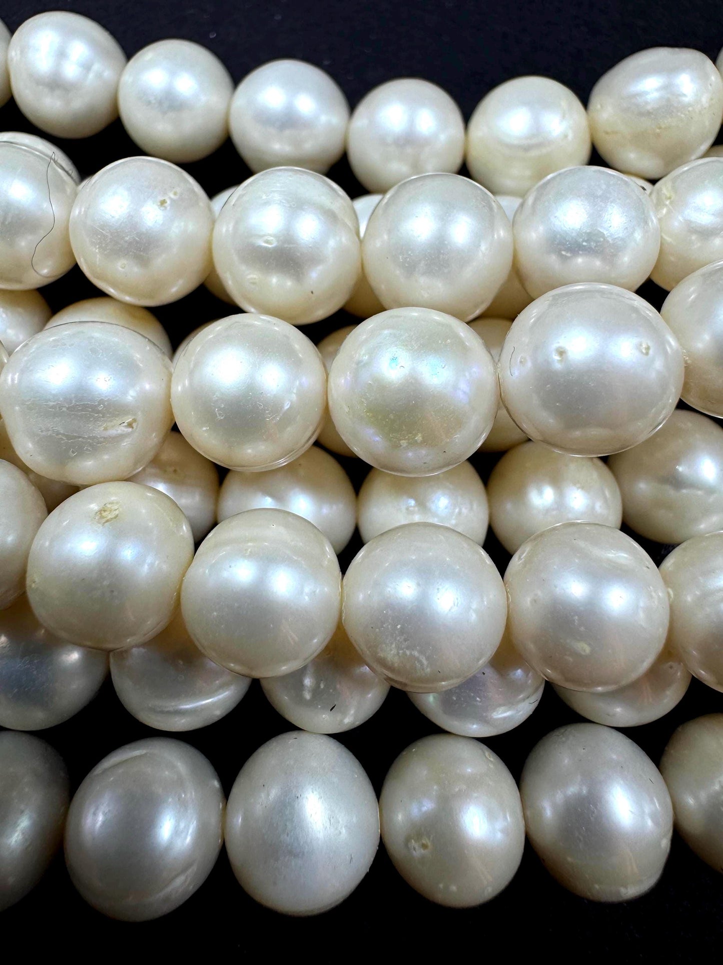 100% Natural fresh water pearls beads. natural white color round beads . excellent quality . full strand.