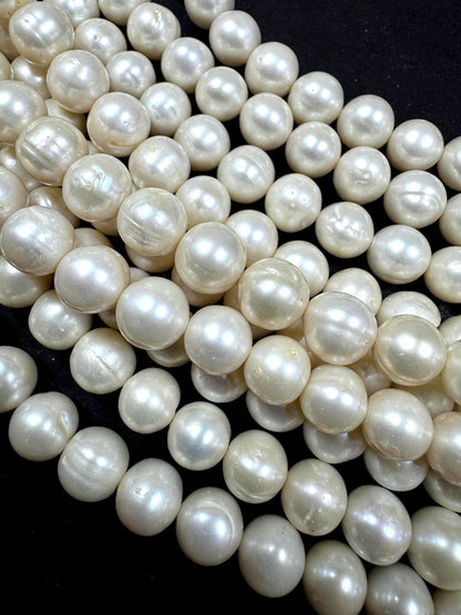 100% Natural fresh water pearls beads. natural white color round beads . excellent quality . full strand.