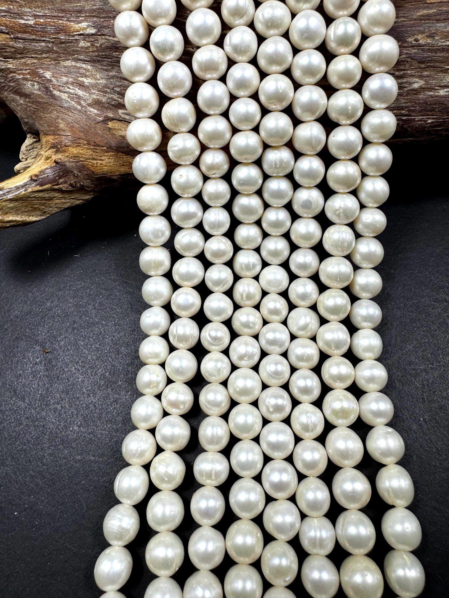 100% Natural fresh water pearls beads. natural white color round beads . excellent quality . full strand.
