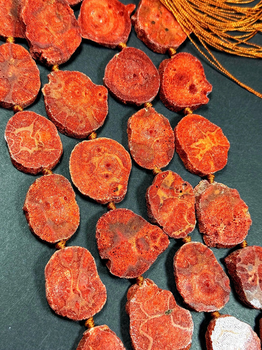 AA Natural sponge Coral . freedom shape . gorgeous Natural orange red color. excellent quality . full strand 15.5”