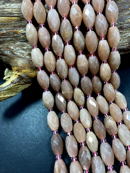 Natural peach moonstone bead. Faceted 9x15mm shape stones. Beautiful natural brown peach color gemstone. Great quality!