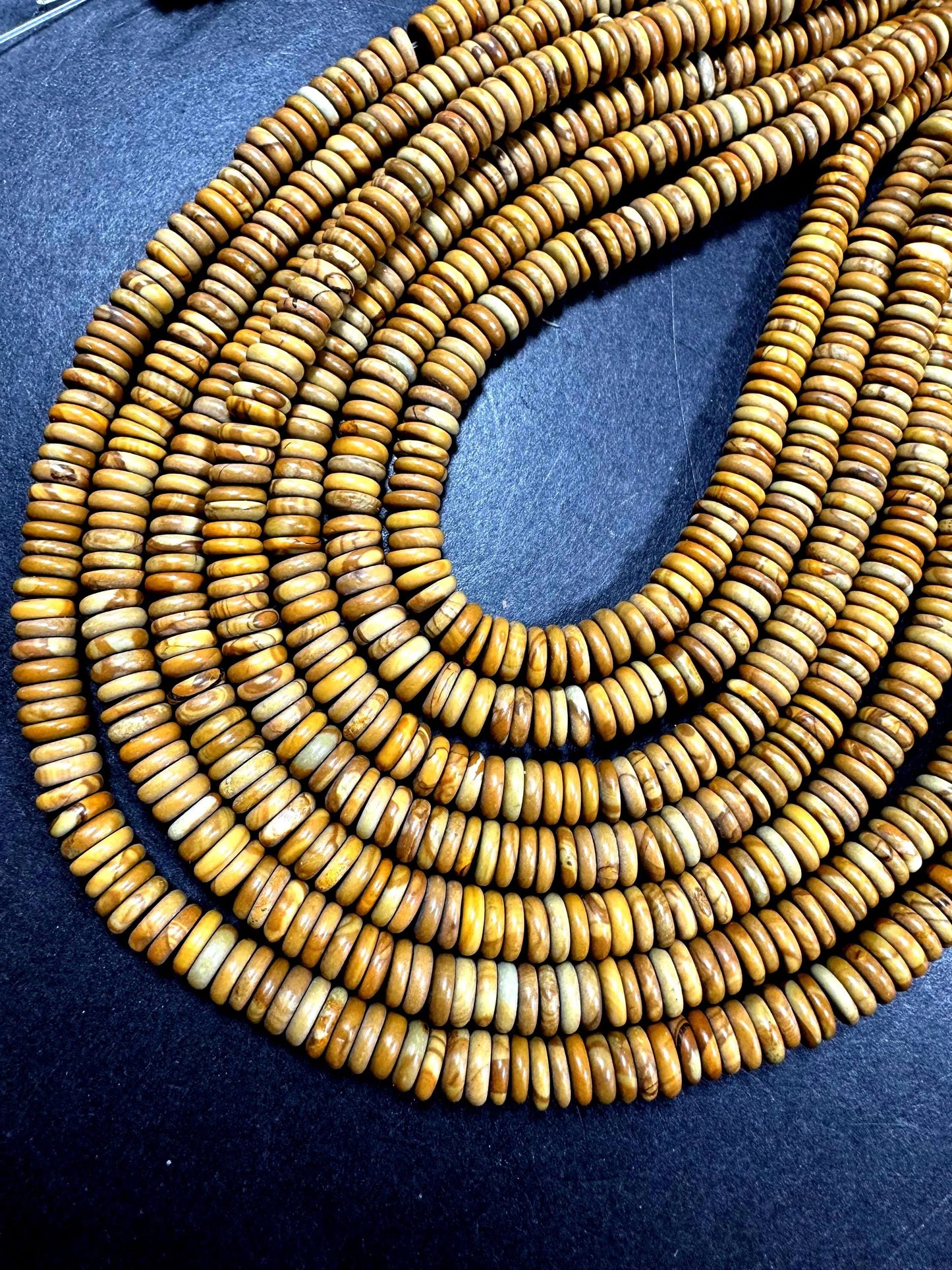 NATURAL PICTURE JASPER . Heishi shape . gorgeous Natural yellow brown color . full strand 15.5