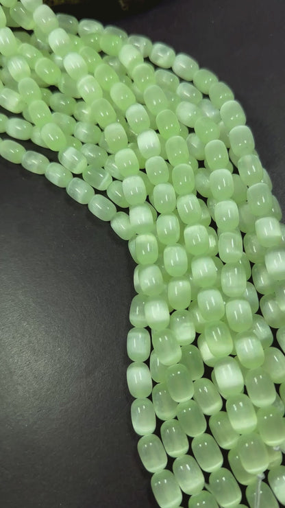 Beautiful Light Green Blue Selenite Tube Shape 12x8mm Gemstone Bead. Stunning Light Green Color, Great Quality 15.5"