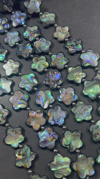Natural Abalone Shell Star Shape 21x21mm Beads, Unique and Great Quality 15.5". Great for Jewelry Making!