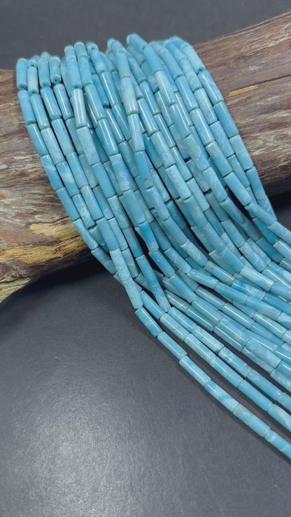 Beautiful Larimar Quartz Thin Tube Shape Beads, 4x13mm Light Blue Color Great Quality 15.5"