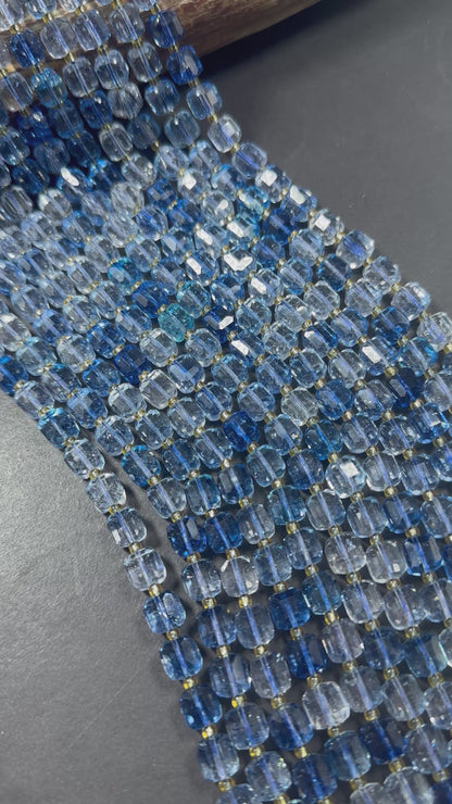 Beautiful Clear Blue Cube Shape Quartz Crystal Bead, 8x8mm Light Blue Color Great Quality 15.5"