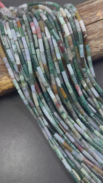 Beautiful Multicolor Ocean Jasper Thin Tube Shape, 4x14mm Great Quality 15.5"