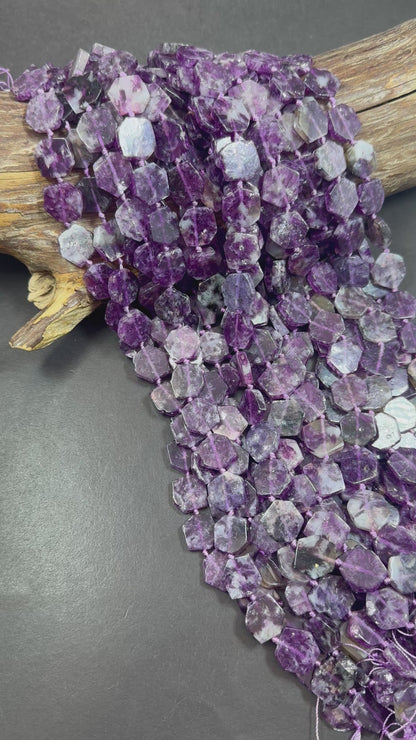 AAA Natural Purple Emerald Mica Freedom Smooth Hexagon Shape Beads, Beautiful Purple Color Great Quality 15.5"