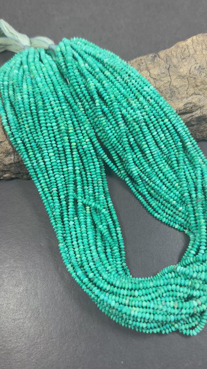 Natural Blue Turquoise Rondelle Diamond Smooth Shape Beads 3mm, Beautiful Blue Color Great Quality 15.5"