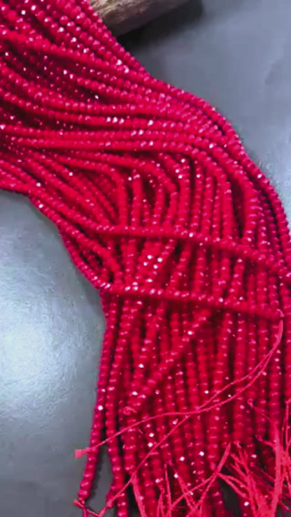 Beautiful 100% Natural Red Jade Faceted Rondelle Shape Gemstone Beads 4x3mm, Gorgeous Green Color Gemstone Beads, Great Quality 15.5"
