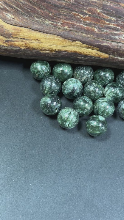 AAA Natural Seraphinite Gemstone Beads 10mm 11mm 12mm Round Beads, Beautiful Natural Green Color Seraphinite Gemstone Beads, LOOSE BEADS