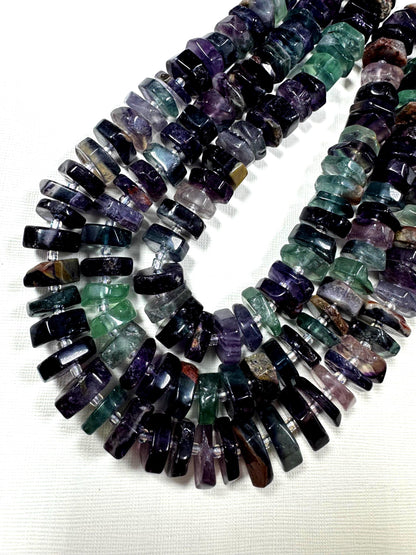 Natural fluorite gemstone beads. pinwheel shape . gorgeous natural color. not treated . excellent quality. full strand 15.5”