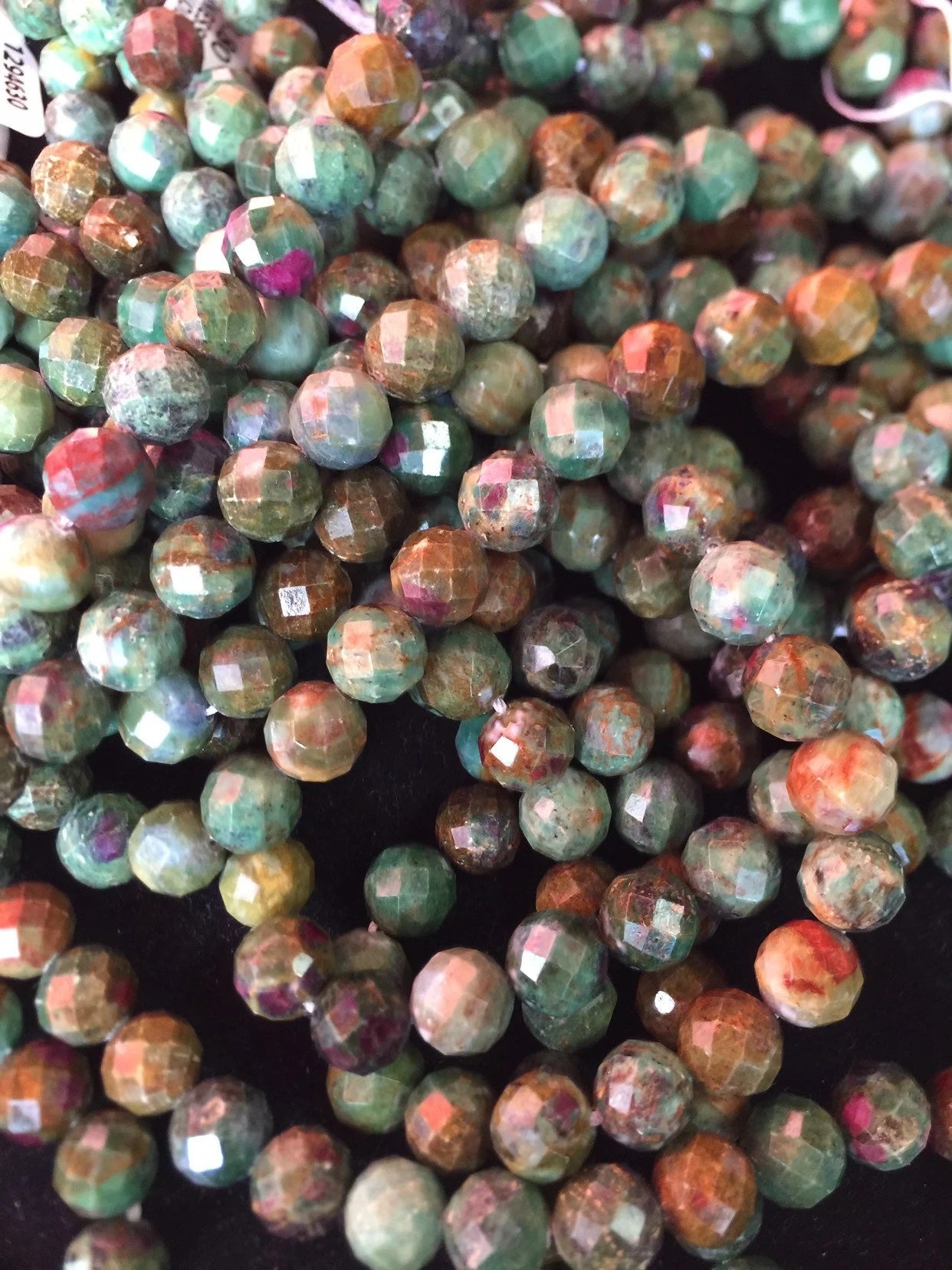 Natural Ruby Fuchsite Gemstone Bead Faceted 6mm 8mm 10mm Round Beads, Beautiful Red Ruby Blue Fuchsite Color Gemstone Bead 15.5"