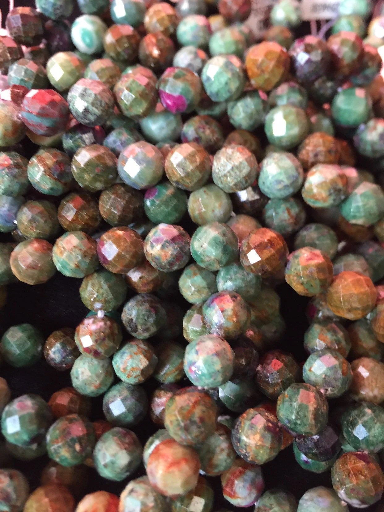 Natural Ruby Fuchsite Gemstone Bead Faceted 6mm 8mm 10mm Round Beads, Beautiful Red Ruby Blue Fuchsite Color Gemstone Bead 15.5"