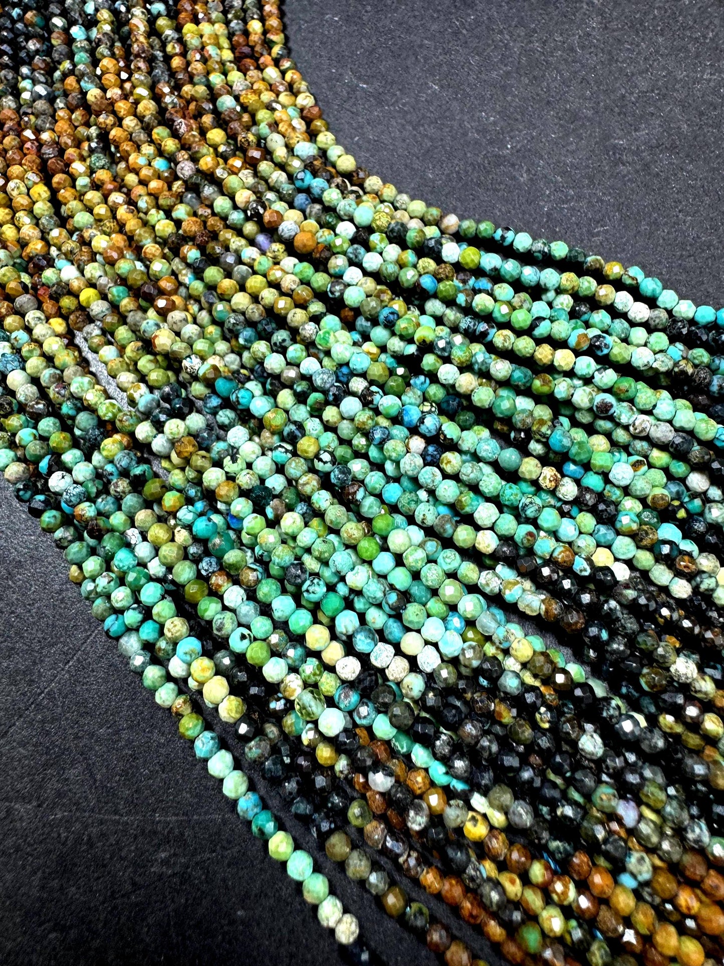 100% Natural turquoise gemstone bead. faceted round shape . natural blue brown color. Excellent quality ! full strand 15.5