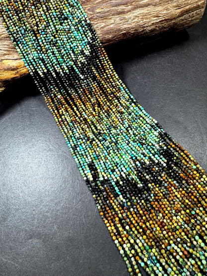 100% Natural turquoise gemstone bead. faceted round shape . natural blue brown color. Excellent quality ! full strand 15.5