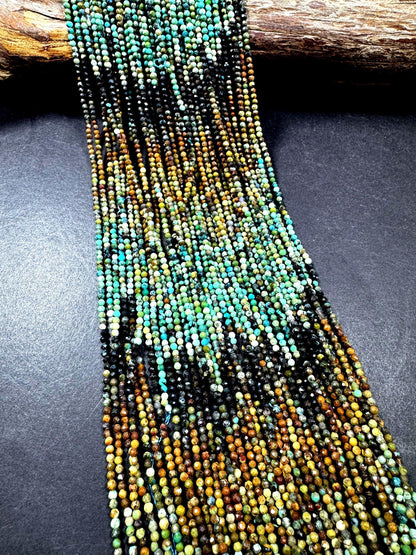 100% Natural turquoise gemstone bead. faceted round shape . natural blue brown color. Excellent quality ! full strand 15.5