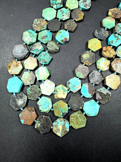 Natural turquoise gemstone bead. Gorgeous natural blue with brown turquoise beads . Diamond shape . Excellent quality . Full strand 15.5”