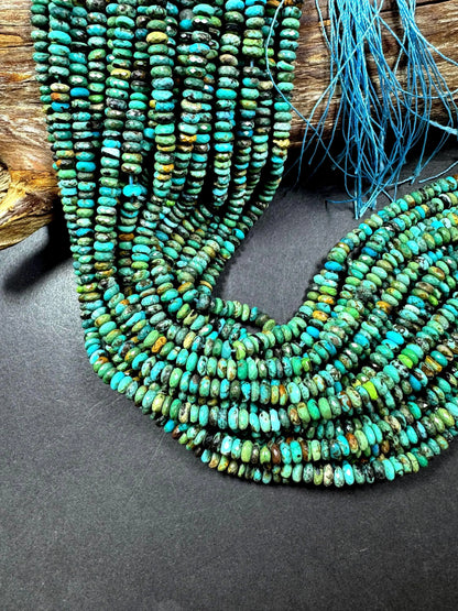 100% Natural turquoise gemstone bead. faceted Roundell shape . natural blue brown color. Excellent quality ! full strand 15.5