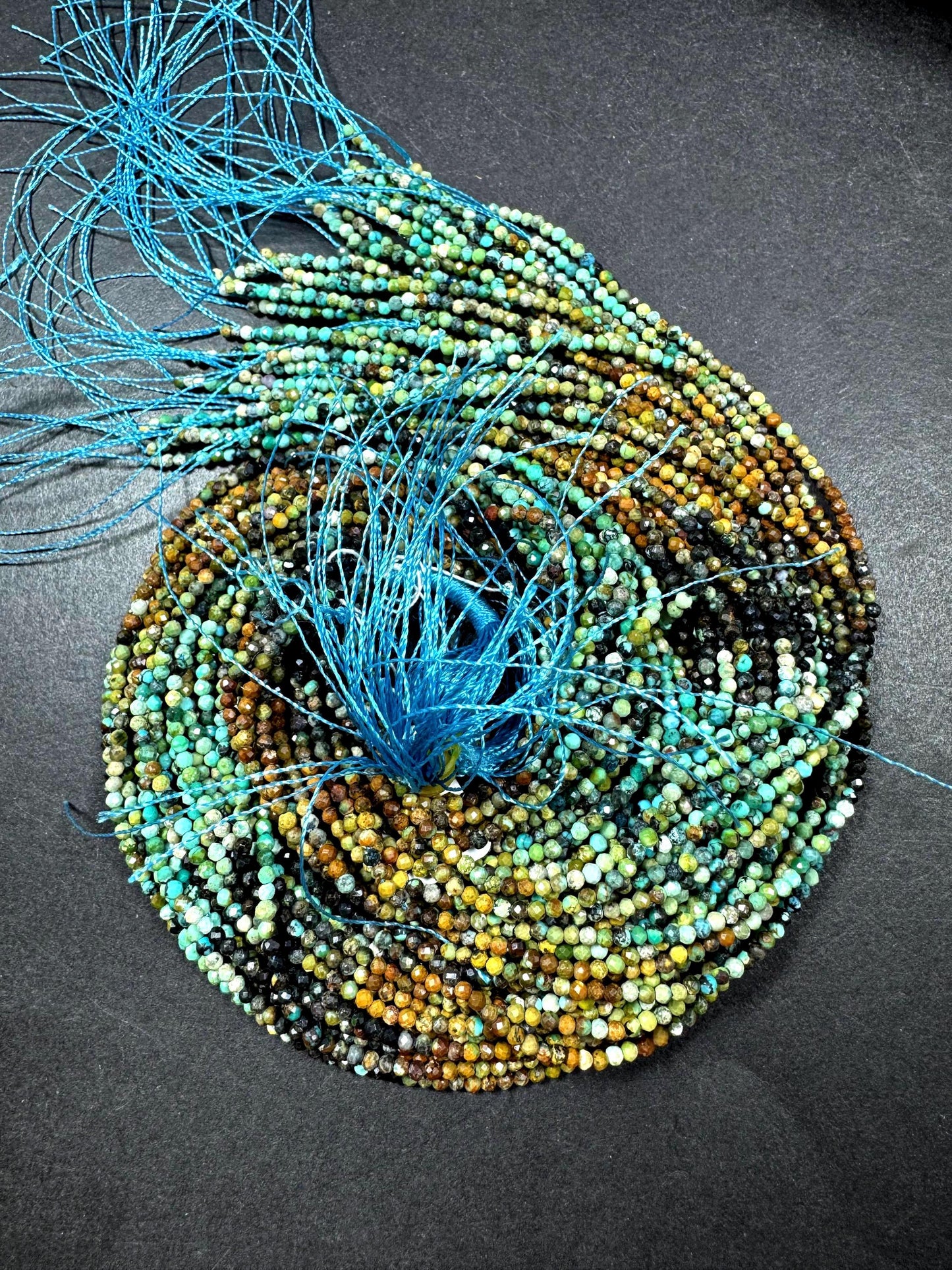 100% Natural turquoise gemstone bead. faceted round shape . natural blue brown color. Excellent quality ! full strand 15.5