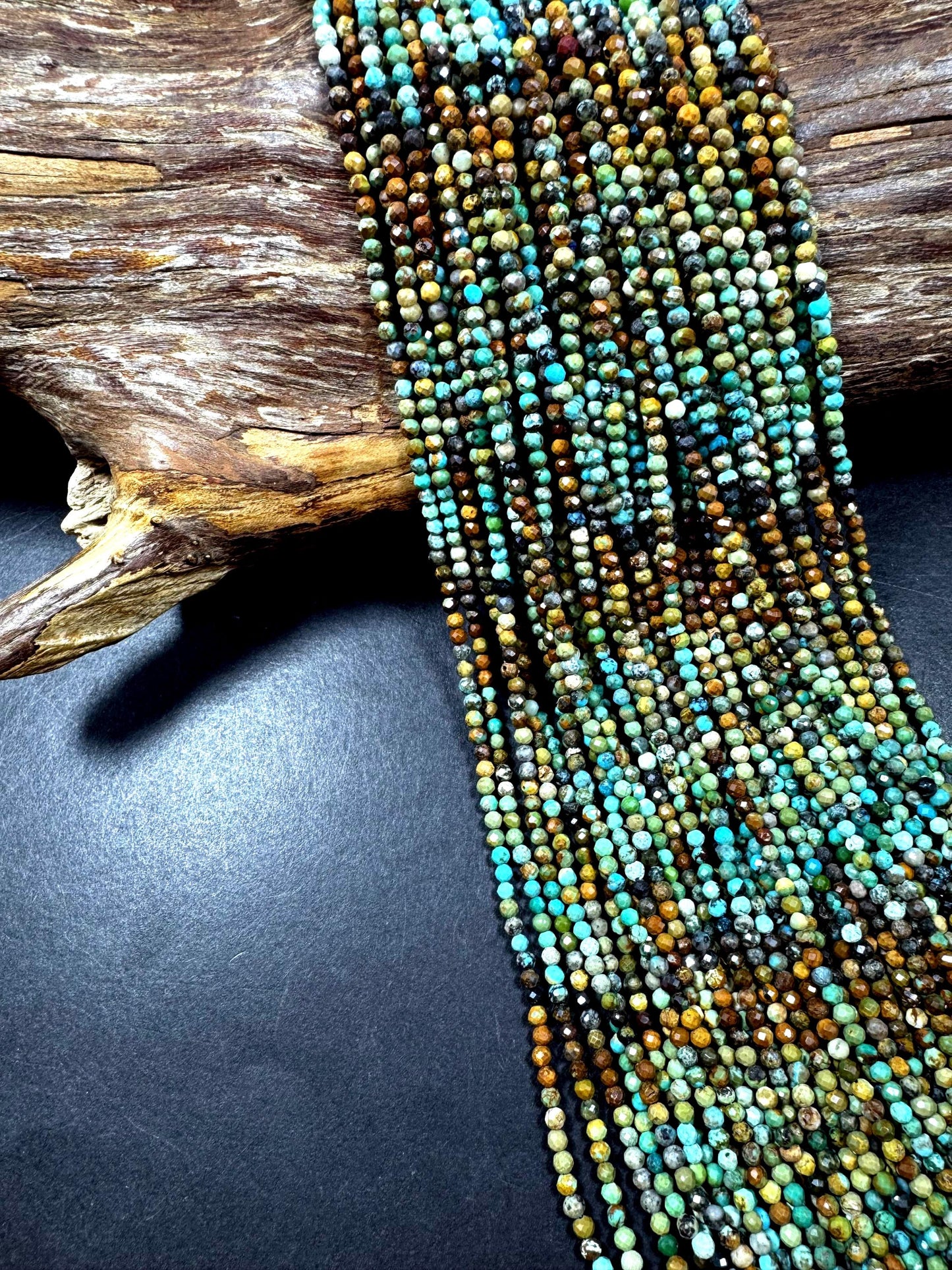 100% Natural turquoise gemstone bead. faceted round shape . natural blue brown color. Excellent quality ! full strand 15.5