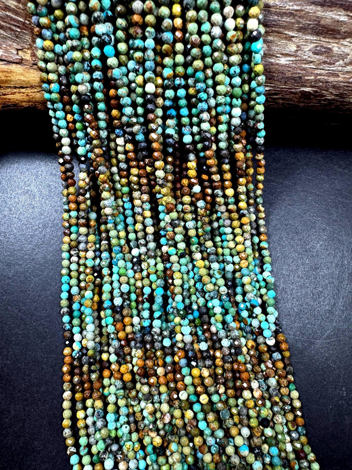 100% Natural turquoise gemstone bead. faceted round shape . natural blue brown color. Excellent quality ! full strand 15.5